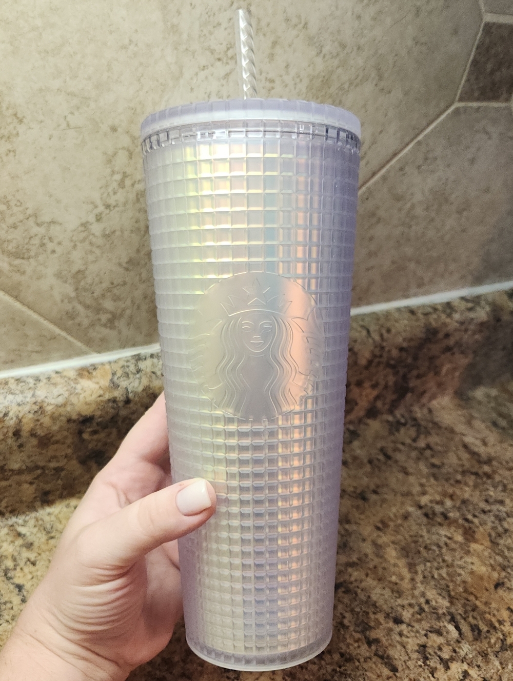 Starbucks Spring Soft Touch Iridescent Grid Unicorn 24oz Tumbler Venti